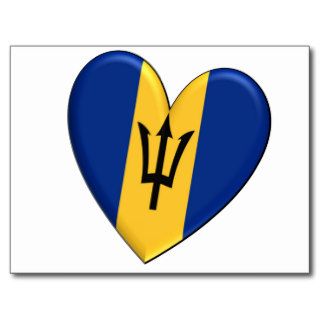 Barbados Heart Flag Postcards