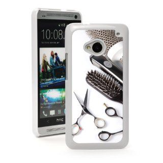 HTC One M7 White Hard Back Case Cover MW171 Color Scissors Comb Brush Hair Dresser Cell Phones & Accessories