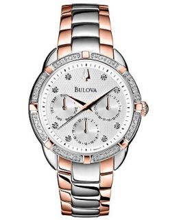 Bulova Womens Diamond Accent Two Tone Stainless Steel Bracelet Watch 36mm 98R177   Watches   Jewelry & Watches