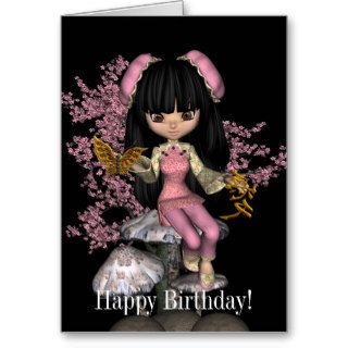 Kawaii China Doll Happy Birthday Card