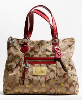 COACH POPPY SIGNATURE METALLIC GLAM TOTE   Handbags & Accessories