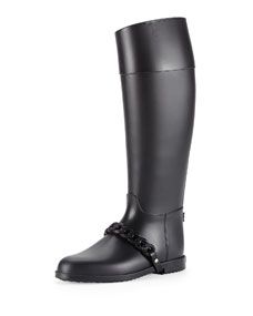 Givenchy Chain Strap PVC Rain Boot, Black