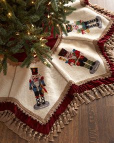 Nutcrackers Tasseled Christmas Tree Skirt