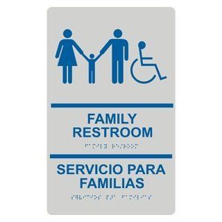 ADA Family Restroom Bilingual Braille Sign RRB 170 BLUonPRLGY  Business And Store Signs 