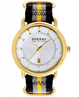 Sperry Top Sider Watch, Mens Striper Gold, Gray and Black Stripe Nylon Strap 45mm 102015   Watches   Jewelry & Watches