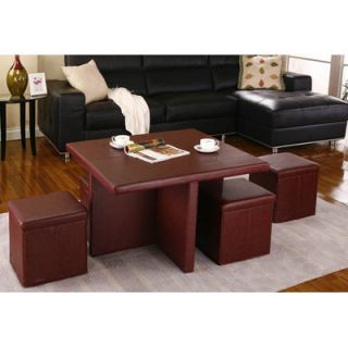 inroom designs coffee table with 4 ottomans