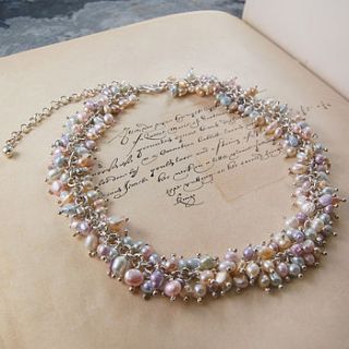 silver pastel pearl cluster necklace by otis jaxon silver and gold jewellery