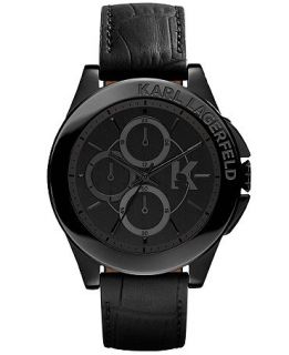 Karl Lagerfeld Unisex Chronograph Black Leather Strap Watch 44mm KL1406   Watches   Jewelry & Watches