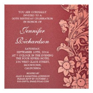 elegant retro damask custom birthday invitations