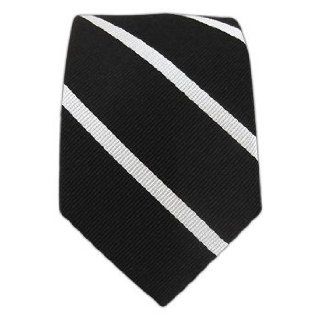 100% Silk Woven Black and White Trad Striped 2 1/2" Skinny Tie at  Mens Clothing store