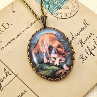 fox illustration necklace by penny masquerade