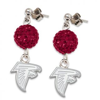 NFL Ladies' Crystal Ovation Sterling Silver Drop Earrings by Logo Art   Falcons