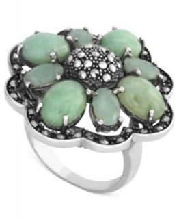 Genevieve & Grace Sterling Silver Ring, Synthetic Apatite (2 1/5 ct. t.w.) and Marcasite Floral Ring   Rings   Jewelry & Watches