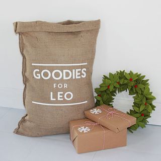 personalised christmas goodies sack by little chip