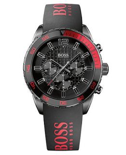 Hugo Boss Watch, Mens Chronograph Red and Black Silicone Strap 44mm 1512901   Watches   Jewelry & Watches
