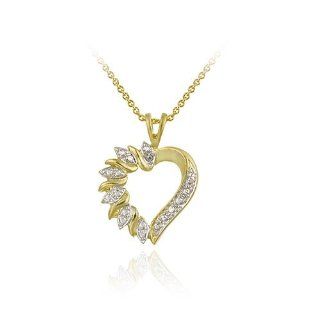 Gold Tone over Sterling Silver Genuine Diamond Accent Heart Pendant Pendant Necklaces Jewelry