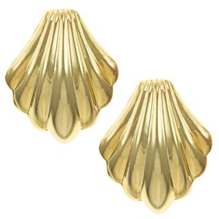 Sunstone Gold over Silver Shell shaped Clip on Earrings Sunstone Gold Over Silver Earrings