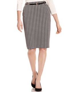 Charter Club Pencil Skirt, Houndstooth Print Pleather Belted Pencil   Skirts   Women