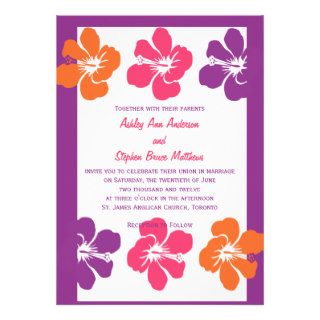 Hibiscus Tropical Wedding Invitations Purple Pink