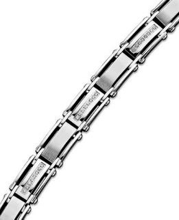Mens Diamond Bracelet in Stainless Steel (1/2 ct. t.w.)   Bracelets   Jewelry & Watches