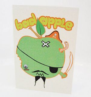 'bad apple' greetings card by fay's studio