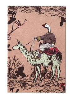 woodlands goose rider card by sian zeng