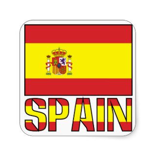 Spain Flag and Word Square Sticker
