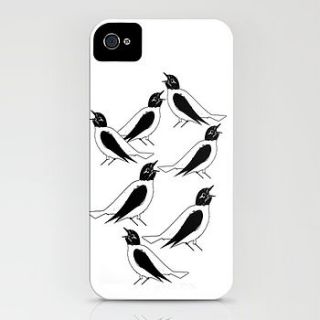 flock of black and white birds on iphone case by indira albert