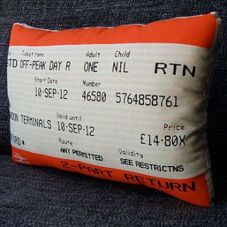 oxford train ticket cushion   september by ashley allen
