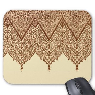 Tan and Brown Indian Lace Vintage Design Pattern Mouse Pads