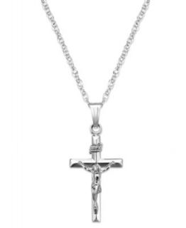Sterling Silver Necklace, Flat Crucifix Pendant   Necklaces   Jewelry & Watches