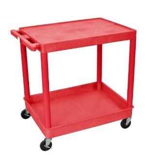 24 in. 2 Tier Utility Cart w Casters in Red  