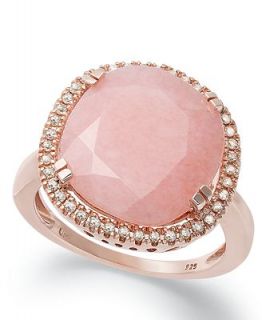 14k Rose Gold over Sterling Silver Ring, Pink Opal (4 3/4 ct. t.w.) and Diamond (1/5 ct. t.w.) Ring   Rings   Jewelry & Watches