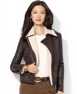 Lauren Ralph Lauren Faux Leather Asymmetrical Zip Jacket   Coats   Women