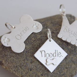 pampered pooch solid silver pet identity tag by dizzy