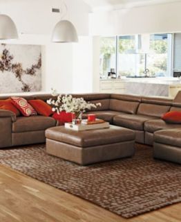 Gavin Leather Sectional Sofa, 5 Piece (Left Arm Facing Chair, Right Arm Facing Chair, Corner Unit and 2 Armless Chairs) 128W x 128D x 30H   Furniture