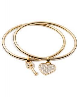 Michael Kors Gold Tone Heart and Key Charm Bangle Bracelets   Fashion Jewelry   Jewelry & Watches