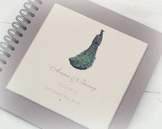 peacock personalised wedding guest book by beautiful day