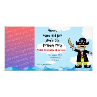 5th pirate birthday boy party invitations photo cards
