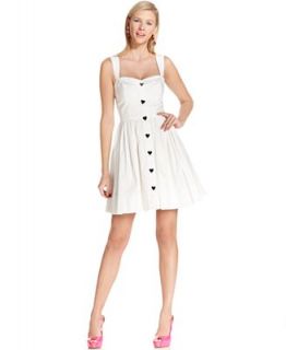 Betsey Johnson Dress, Sleeveless Heart Button A Line   Dresses   Women