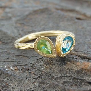 garnet, citrine gold teardrop stacking ring by embers semi precious and gemstone designs