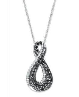 Wrapped in Love� Sterling Silver Necklace, Black Diamond and White Diamond Pendant (1 ct. t.w.)   Necklaces   Jewelry & Watches