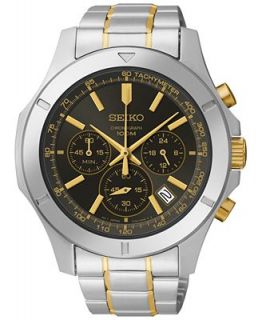 Seiko Watch, Mens Chronograph Two Tone Stainless Steel Bracelet 44mm SSB109   Watches   Jewelry & Watches
