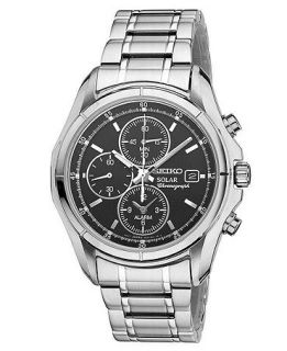 Seiko Watch, Mens Solar Chronograph Stainless Steel Bracelet 39mm SSC001   Watches   Jewelry & Watches