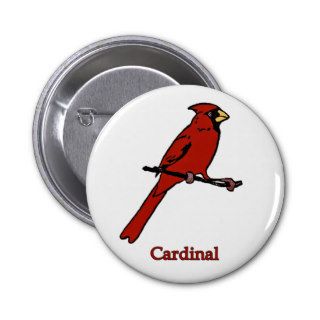 Cardinal   Red Bird (color illustration) Buttons