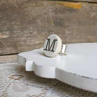 personalised vintage style letter ring by cherry pie lane