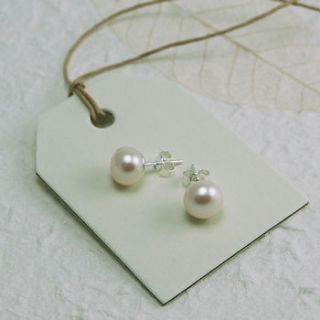 freshwater pearl stud earrings by highland angel