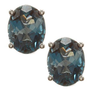 Sterling Silver London Blue Topaz Stud Earrings Gemstone Earrings