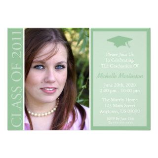 Traditional Class Of 2011 Graduation (Sage Green) Personalized Announcements