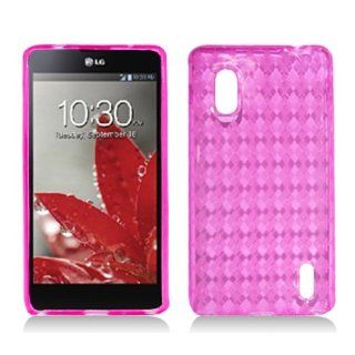 For LG E970 Crystal Skin, Plaid Pink Cell Phones & Accessories
